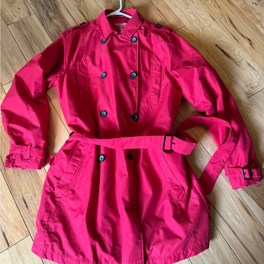 Women's Red Double-Breasted Trench Coat